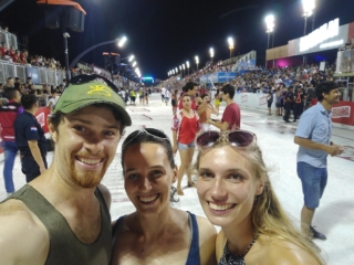 The three of us were some of the first to come down from the stands