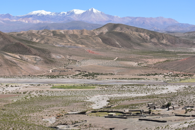 View of abandoned mine and hills
