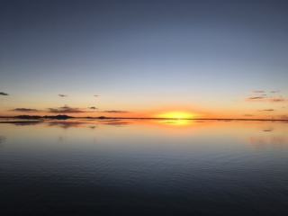 Sunset on the Salar de Uyuni